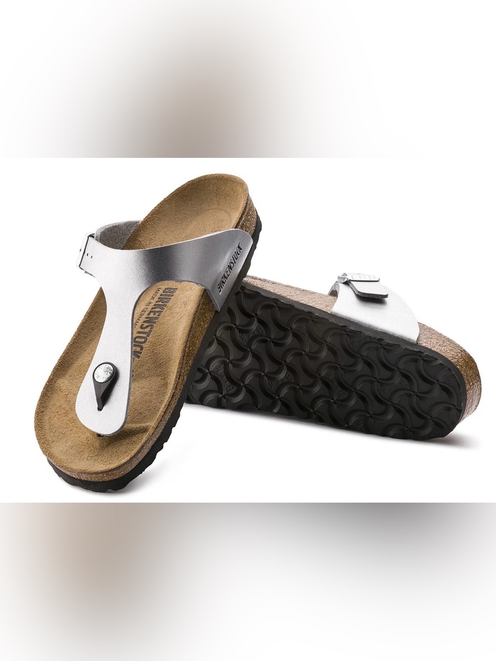 Birkenstock Metallic Silver Gizeh Thong Sandals for Women size US 9-9.5 EU40